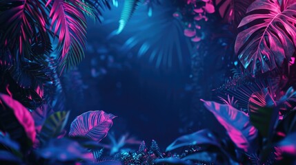 Fototapeta na wymiar Neon Jungle Midnight Pulse Background created with Generative AI Technology