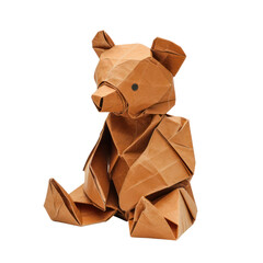 Teddy bear paper craft for valentine's day, origami. isolated on white background or transparent background, clipart png