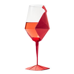 Wine  paper craft for valentine's day, origami. isolated on white background or transparent background, clipart png