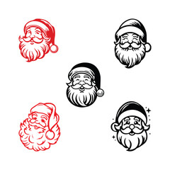 Santa Head Bundle- Christmas Santa Face Bundle Bundle- Smiling Santa Claus Head 