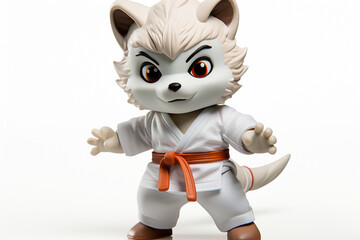 cartoon wolf practicing karate
