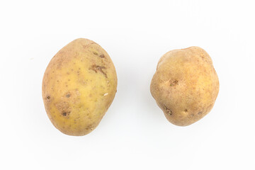 Potatoes isolated on white background  Top view.