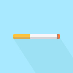 Simple flat style cigarette on a blue background