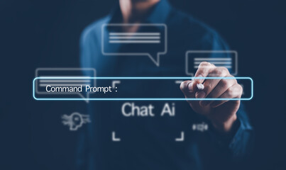 Man touch bar Chat bot Chat with AI, Artificial Intelligence,System Artificial intelligence an artificial intelligence chatbot, Digital chatbot, Robot application, conversation