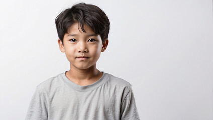 Asian boy isolated on a bright white background
