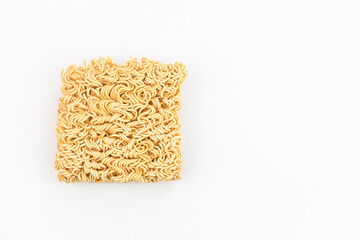 Instant noodle isolated on white background with copy space for text.