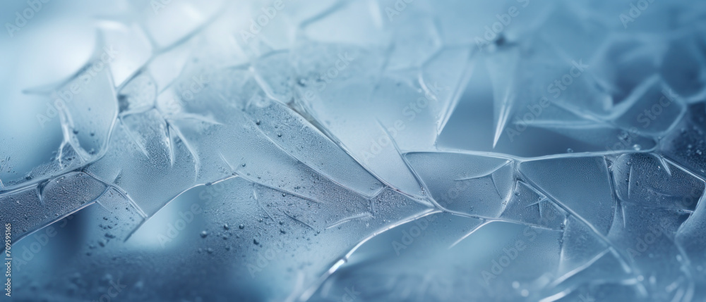 Wall mural Abstract ice pattern. Frozen window. Winter style wallpaper with copy space.