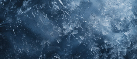 Abstract ice pattern. Frosty window. Winter style wallpaper with copy space. - obrazy, fototapety, plakaty