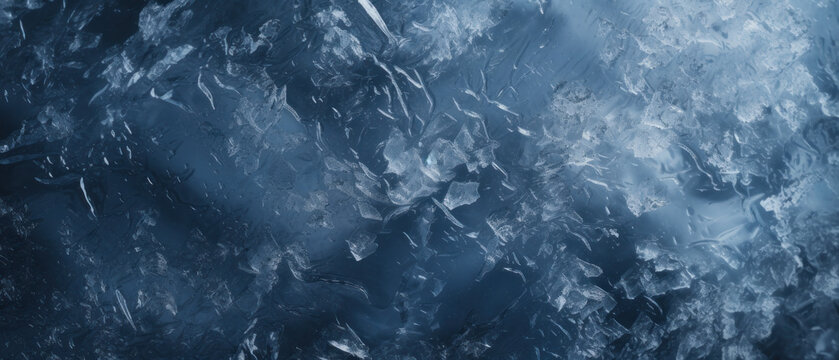 Abstract ice pattern. Frosty window. Winter style wallpaper with copy space.
