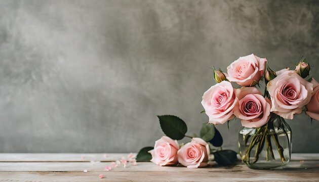 photo studio backdrop edged warm grey tones with with tiny pink roses generativeillustration
