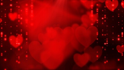 valentines day background with hearts red bokeh elements decoration for romantic love holiday.