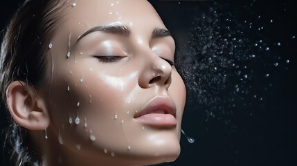  Women face water drops