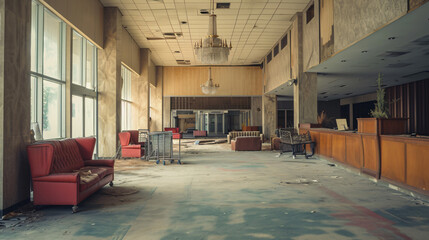 Abandoned Hotel Lobby.
