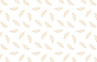 Christmas pattern with spruce branches. berries and stars. Vector illustration.
