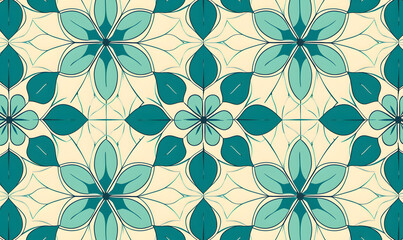 Fototapeta premium Simple turquoise flower pattern, Generative AI