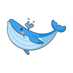Cute whale cartoon vector illustration. Adorable and kawaii animal concept deesign. Undersea aquatic mammals.Isolated white background.