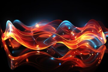  a black background with a red and blue wave on the left and a black background with a red and blue wave on the right.