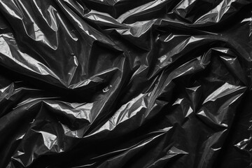 Wrinkled black plastic wrap texture