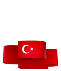 Turkey flag element design national independence day banner ribbon png
