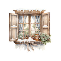 Window seat watercolor. Vector illustration design. 