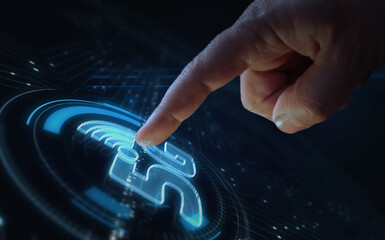 5G mobile network technology symbol digital 3d finger touch