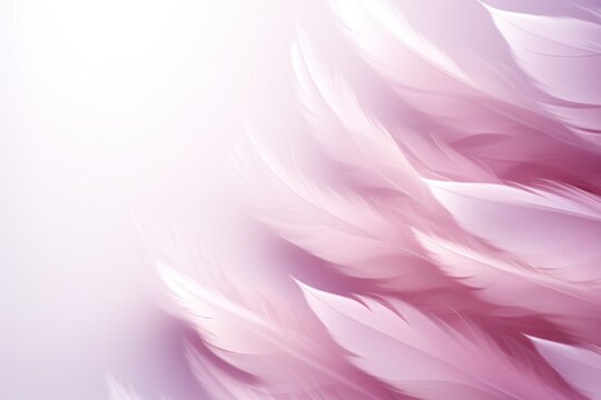  a close up of a pink and white background with a blurry image of a bird's wing in the foreground.