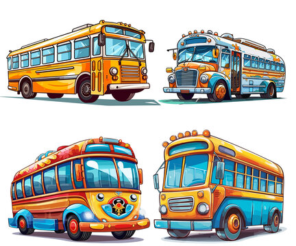 set of school bus Illustration 