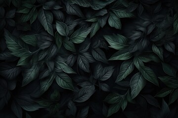  a close up of a bunch of leaves on a black background that looks like it has a lot of green leaves on it.