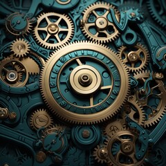  a close up view of a clock face with many gears attached to the front of the clock, showing the movement of the clock.