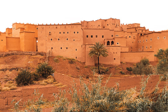Ksar of adobe houses at Ouarzazate in Morocco, Africa