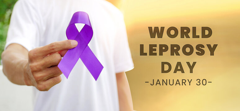 World Leprosy Day Symbol purple ribbon. World Leprosy Day Awareness Month with a Purple Ribbon.