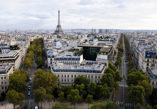 City view with Eiffel Tower in Paris, France