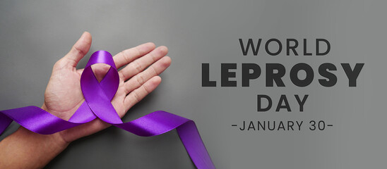 World Leprosy Day Symbol purple ribbon. World Leprosy Day Awareness Month with a Purple Ribbon.