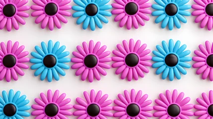 Rollo a group of bright pink and blue flower cookies © Ella