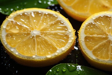 Close-up of lemon slices with water drops