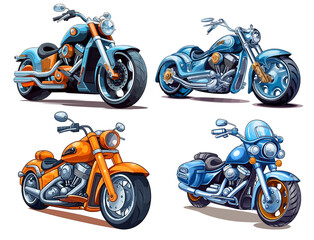 Motorcycle Cartoon Illustration 