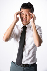 Man holding his head in distress