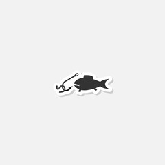  Fish icon sticker isolated on gray background
