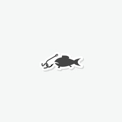  Fish icon sticker isolated on gray background