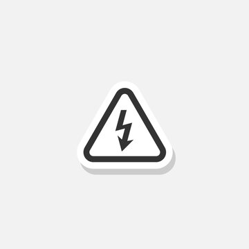 High voltage sign sticker isolated on gray background