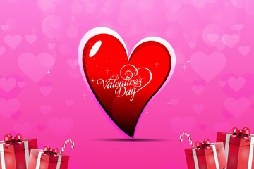 Valentines day background with heart pattern and typography of happy valentines day