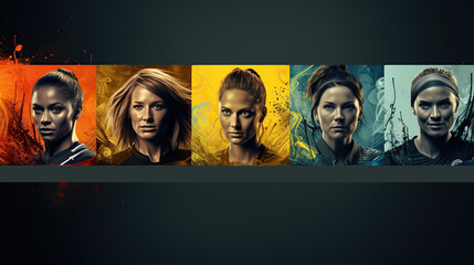 Banner designs for female football players, promotion campaign.
