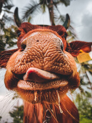  Look at this adorable close-up of a cow's face Nature's beauty perfectly frames this majestic creature