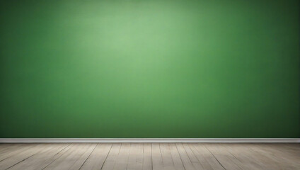 empty room with green wall and wooden floor