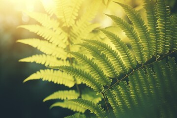  a close up of a fern leaf with the sun shining through the leaves and the leaves of the plant in the foreground.