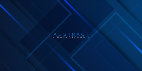 Abstract dark blue background with shadows and simple square lines. Looks 3d with additional light. Suitable for posters, brochures, e-sports and others. Eps10 vector © Naiswari Graphics