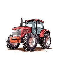 Tractor flat illustration vector, tractor flat vector design, modern farm tractor,