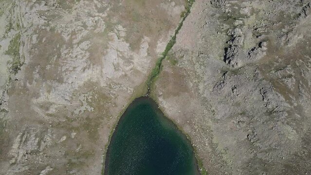 Drone view of Balıklı Lake located on the rocky mountain peak, Turkey's natural environment