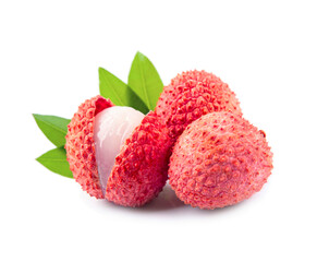 Lychee . Tropical fruits on white backgrounds