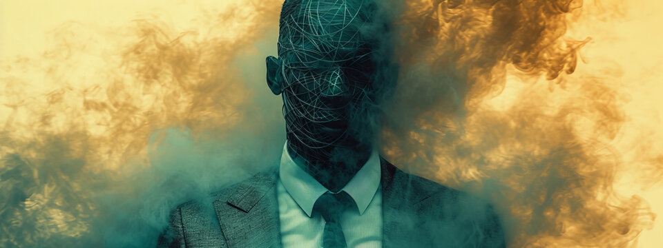 Fototapeta The Enigmatic Emissary, A Dapper Gentleman Emerges From a Nebulous Shroud of Mist